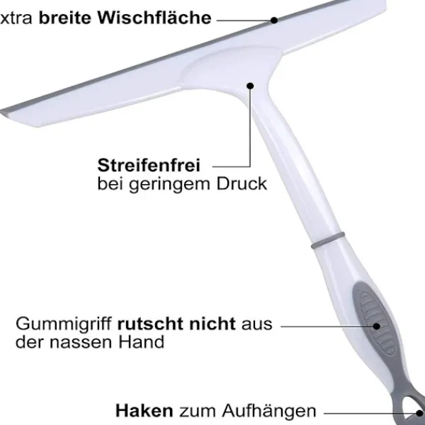 Sale Duschglas torkare, universell väggmonterad duschskrapa, icke-märkande glasrengöring, används för spegel, kakelrengöring, off-white