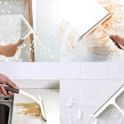 Sale Duschglas torkare, universell väggmonterad duschskrapa, icke-märkande glasrengöring, används för spegel, kakelrengöring, off-white