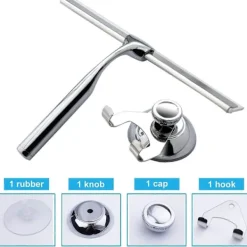 Best Duschraka Fönsterraka Rostfritt Stål Hushållsvattenrengöring Squeegee för Badrum Fönster 26 x 16,5cm