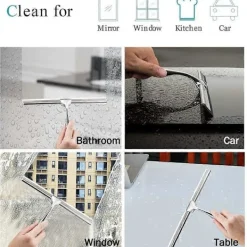 Best Duschraka Fönsterraka Rostfritt Stål Hushållsvattenrengöring Squeegee för Badrum Fönster 26 x 16,5cm