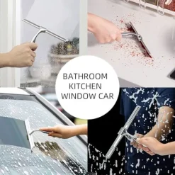 Clearance Duschskrapa, fönsterraka, rostfritt stål duschskärmstorkare med stark sugkrok för spegel, fönster och glasrengöring, 10