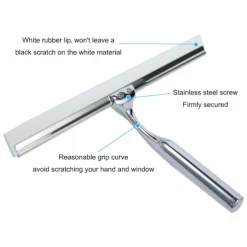 New Duschskrapa Fönsterskrapa Hushållsvatten Rostfritt Stål 24,5 x 17cm Rengöringsskrapa för Badrumsfönster