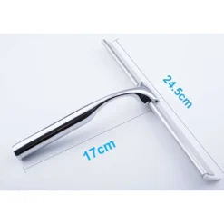 New Duschskrapa Fönsterskrapa Hushållsvatten Rostfritt Stål 24,5 x 17cm Rengöringsskrapa för Badrumsfönster