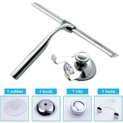 New Duschskrapa Fönsterskrapa Hushållsvatten Rostfritt Stål 24,5 x 17cm Rengöringsskrapa för Badrumsfönster