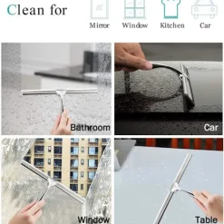 New Duschskrapa Fönsterskrapa Hushållsvatten Rostfritt Stål 24,5 x 17cm Rengöringsskrapa för Badrumsfönster