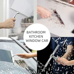 DAO Duschskrapa, Fönsterskrapa, Duschskrapa i rostfritt stål med stark sugkrok för spegel, fönster och glasrengöring, 10