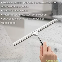 New Duschskrapa för badrum med sugkoppskrok för glas, spegel, dörrrengöring Rostfritt stål..DEBUNS