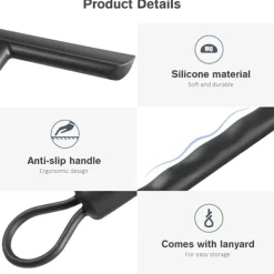 Outlet Duschskrapa för Ränderfri Rengöring av Glasdörr, Badrumsskrapa med Hållare - 21cm Svart, Silikonskrapa