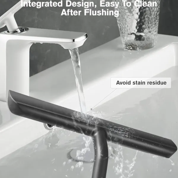 Outlet Duschskrapa för Ränderfri Rengöring av Glasdörr, Badrumsskrapa med Hållare - 21cm Svart, Silikonskrapa