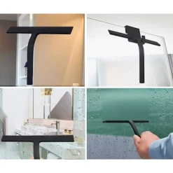 Sale Duschskrapa i rostfritt stål - Praktisk duschskrapa för dusch eller fönster - Badrumsskrapa med sugkopp för väggmontering - Hållbar