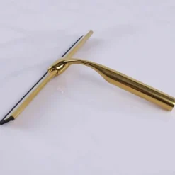 Online Duschskrapa i rostfritt stål med halkfritt handtag för badrum, rengöring av bilrutor - Guld