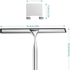 Discount Duschskrapa i rostfritt stål, 25,5 cm duschskrapa med krok, för glas, spegel, kakel, kök - Silver