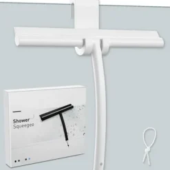 Hot Duschskrapa med silikonhållare Duschskrapa Rostfritt stål kärna för badrum Glasduschdörr