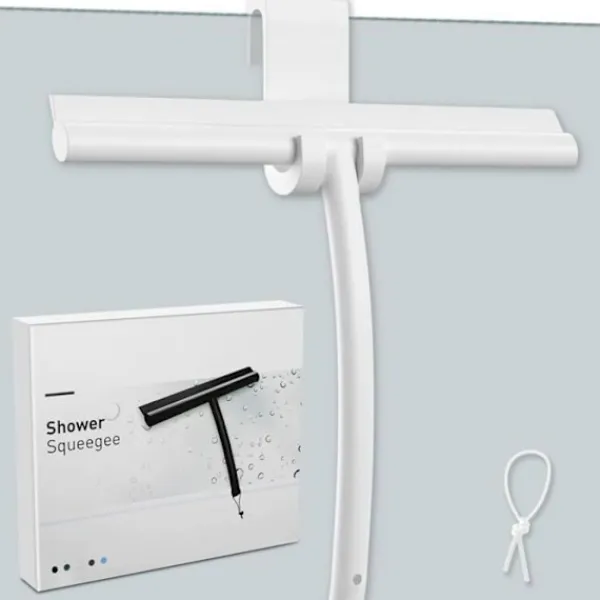Best Duschskrapa med silikonhållare Duschskrapa Rostfritt stål kärna för badrum Glasduschdörr PZCC