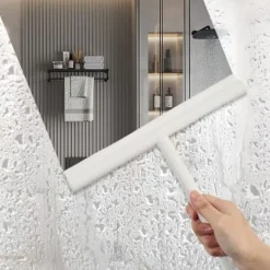 Best Duschskrapa med silikonhållare Duschskrapa Rostfritt stål kärna för badrum Glasduschdörr PZCC