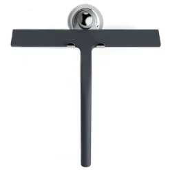 Clearance Duschskrapa med sugkoppshållare - 28 cm svart - Fönsterskrapa för badrum - Silikon INOX
