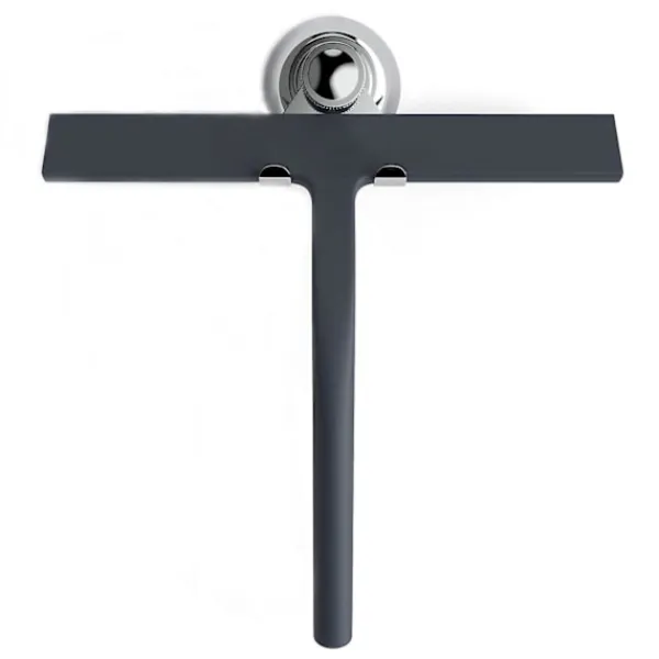 Clearance Duschskrapa med sugkoppshållare - 28 cm svart - Fönsterskrapa för badrum - Silikon INOX