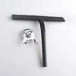 Clearance Duschskrapa med sugkoppshållare - 28 cm svart - Fönsterskrapa för badrum - Silikon INOX