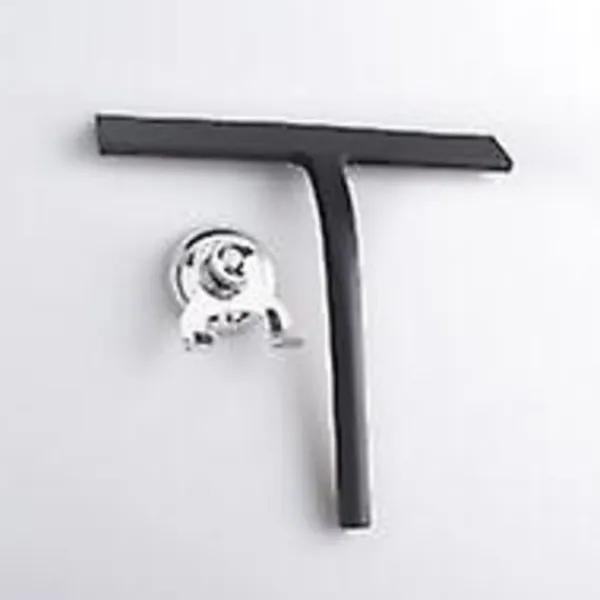 Clearance Duschskrapa med sugkoppshållare - 28 cm svart - Fönsterskrapa för badrum - Silikon INOX