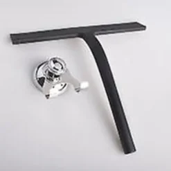 Clearance Duschskrapa med sugkoppshållare - 28 cm svart - Fönsterskrapa för badrum - Silikon INOX