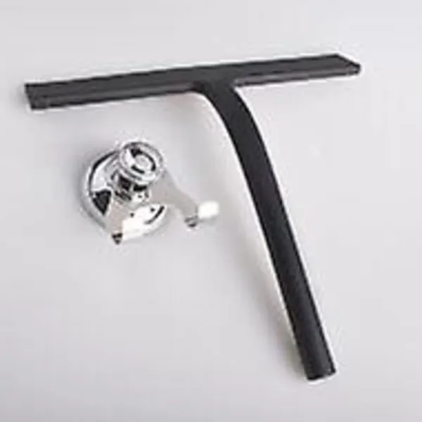 Clearance Duschskrapa med sugkoppshållare - 28 cm svart - Fönsterskrapa för badrum - Silikon INOX