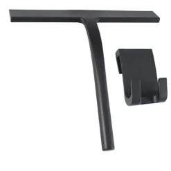 Duschskrapa set med hållare - Svart - 22,7 cm bred - Ingen borrning