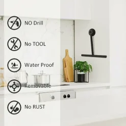 New Duschskrapa, svart silikonskrapa med sugpropp, duschskrapa, skrapa för dusch, badrum, spegel, fönsterrengöring, kakel (svart), Starlight