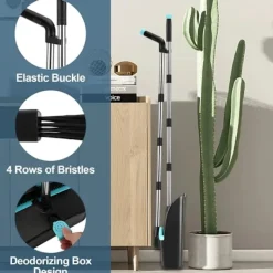 Outlet Dustpan Set with Dust Cover, Windproof Vertical Broom and Dustpan for Floor Cleaning