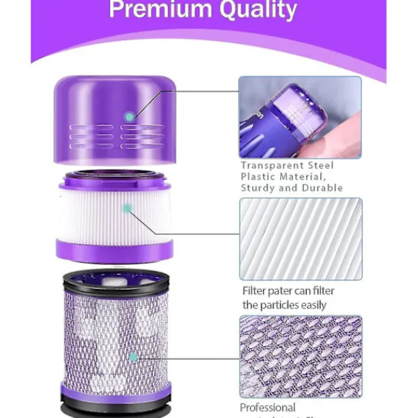 Online YIXI Dyson V12 3-pack filter - Hepa-filter för dammsugare, kompatibel med Dyson V12 Slim Absolute Detect, tvättbart tillbehör