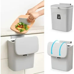 Outlet /EA/ Kökslucka Hängande Soptunna, Grå med Lock, Liten Soptunna