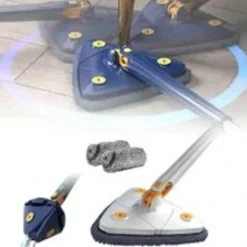 Outlet /EA/ 3-pack 360° Roterbar Justerbar Städmopp Ersättningsduk Multipurpose Städmopp (1 st Mopp + 2 st Trasa) (Vit)