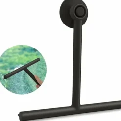 /EA/Duschskrapa, svart silikonskrapa med sugkopp, duschskrapa, skrapa för dusch, badrum, spegel, fönsterrengöring, kakel (svart), Starlight