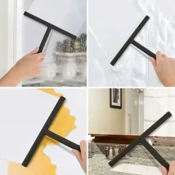 /EA/Duschskrapa, svart silikonskrapa med sugkopp, duschskrapa, skrapa för dusch, badrum, spegel, fönsterrengöring, kakel (svart), Starlight