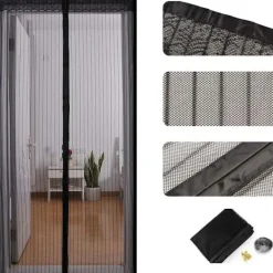 Online /EA/Magnetiskt dörrnät, automatisk stängningsgardin, nät mot insekter, flugor och myggor, starka magneter (110 x 21
