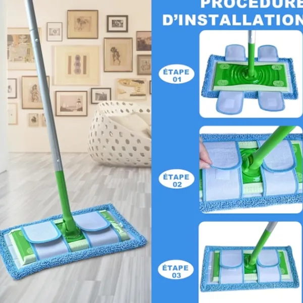New EURL (ee) 3-pack, blå Swiffer-kompatibla, återanvändbara ersättningsdukar