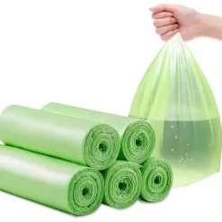 Online Ekologiska Avfallspåsar 100-pack - Rivtåliga - 50 x 60cm - 5 Rullar - Komposterbara - Biologiskt Nedbrytbara