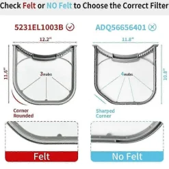 Hot 5231EL1003B Torktumlare Luddfilter för Torktumlare Ventil Ludd Skärm Ersätt AP4440606 PS3527578