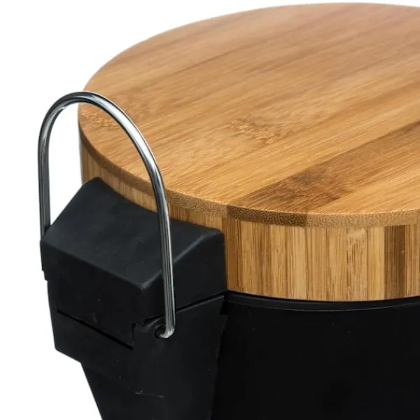 B2X Elegant Metall Pedalhink med Bambulock, 3L Svart