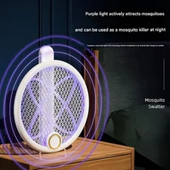 New Elektrisk flugsmälla, 2-i-1 elektrisk myggsmälla, 5W uppladdningsbar elektrisk myggsmälla för kök, sovrum, camping, balkong, trädgård