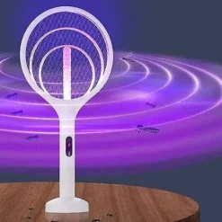 New Elektrisk flugsmällare flugdödare insektsracket för inomhus- och utomhusbruk Batterier ingår ej