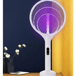 New Elektrisk flugsmällare flugdödare insektsracket för inomhus- och utomhusbruk Batterier ingår ej