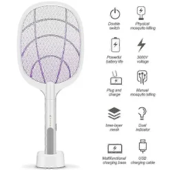 Outlet Elektrisk Insektsdödare Racket, Myggdödare, Fruktflugsmälla, Två-I-Ett USB Uppladdningsbar Elektronisk Smälla Skadedjursbekämpning, L SZRH A-W