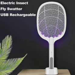 Outlet Elektrisk Insektsdödare Racket, Myggdödare, Fruktflugsmälla, Två-I-Ett USB Uppladdningsbar Elektronisk Smälla Skadedjursbekämpning, L SZRH A-W