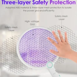 Sale Elektrisk myggracket, 3 i 1 1200mAh USB-uppladdningsbar myggracket - Kan roteras och fällas ihop i alla riktningar