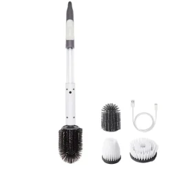 Discount LEIGELE Elektrisk rengöringsborste med långt handtag, golvborste, laddning, hem, badrum, mopp, toalettborste, köksrengöringsverktyg, väggtoalettborste med tre borsthuvuden Free Size | Fyndiq White