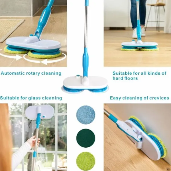 New Elektrisk roterande mopp, elektrisk flytande mopp med torkning, skrubbning och polering, elektrisk mopp för hushållsrengöring, Cl 1 set