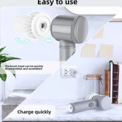 EASTVAPS Elektrisk roterande skrubber med 6 utbytbara borsthuvuden för köksrengöring