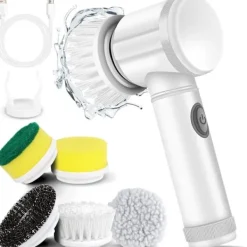 Hot Elektrisk Spin Scrubber Elektrisk Rengöringsborste Sladdlös Power Scrubber med 5 Utbytbara Borsthuvuden Handhållen Power Dusch Scrubber