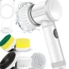 Hot Elektrisk Spinnborste Elektrisk Rengöringsborste Sladdlös Kraftskrubber med 5 Utbytbara Borsthuvuden Handhållen Kraftfull Duschskrubber