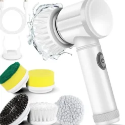 Hot Elektrisk Spinnborste Elektrisk Rengöringsborste Sladdlös Kraftskrubber med 5 Utbytbara Borsthuvuden Handhållen Kraftfull Duschskrubber